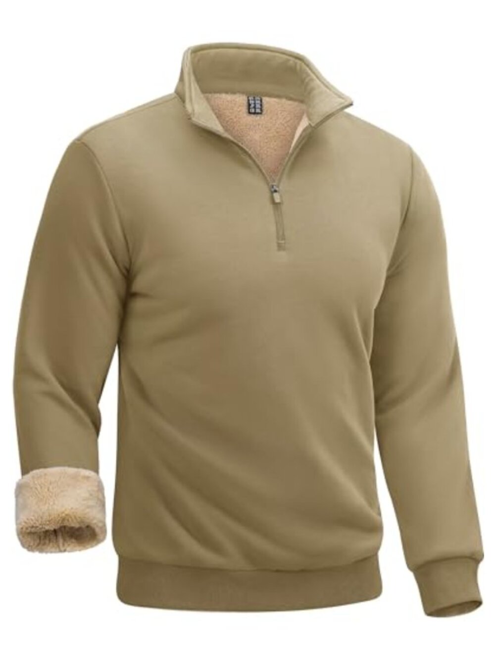Men's Quarter Zip Sherpa Lined Sweatshirt Long Sleeve Heavyweight Winter